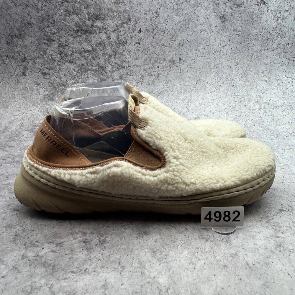 Merrell Hut Moc Cozy Womens 10 Cream Fleece Slip On Loafer J003248 Comfort